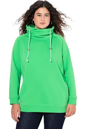 Ulla Popken Damen große Größen Übergrößen Plus Size Sweatshirt, weiter Stehkragen, Taschen, Raglan-Langarm