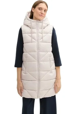 TOM TAILOR Damen 1042907 Longstyle Steppweste, 12365-Dusty Beige, XXL