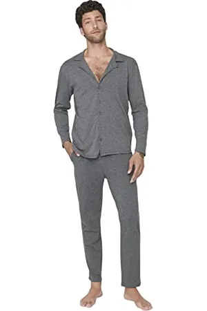 Trendyol Damen Herren Unifarben Mitte Webstoff Pyjama Pajama Set, Anthrazit, M EU