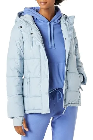 Amazon Damen Schwerer, Gesteppter, Langärmliger Puffermantel Mit Kapuze (Erhältlich in Übergröße), , S