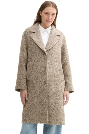 TOM TAILOR Damen 1042903 Loose Fit Mantel, 35922-Cosy Beige Melange Structure, L