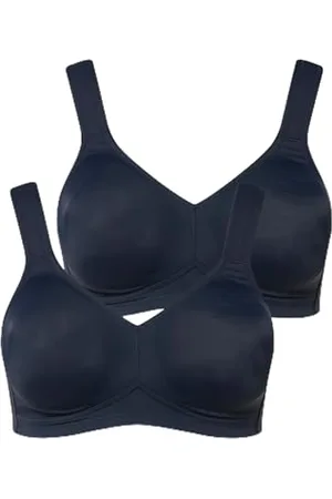 Ulla Popken Damen Mikrofaser-BH, 2er Pack Cup C-d BH, Nachtblau, 85E EU