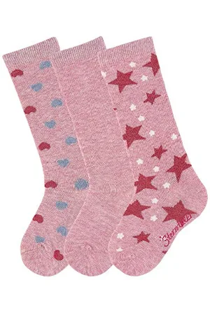 Sterntaler Mädchen Socken Kniestrümpfe 3er-pack Herzen, Rosa ( 703), 17-18