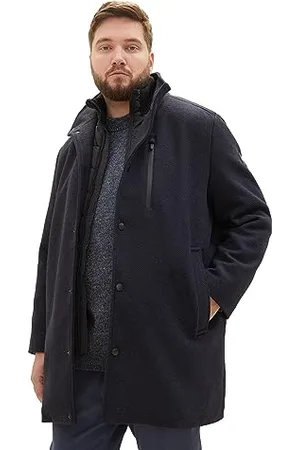 TOM TAILOR Herren 1039932 2-in-1 Wollmantel mit integrierter Innenjacke, 24258-navy Blue Structure, 5XL