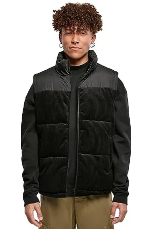 Urban classics Herren Cord Vest Weste, Black, M
