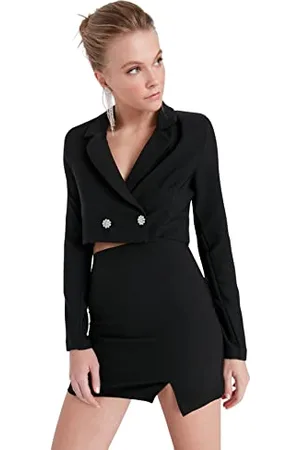 Trendyol Damen Gerade Lange Ärmel Tailliert Jacke