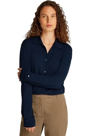 Tommy Hilfiger Damen Hemd Casual Regular Fit, Blau (Dark Night Navy), S