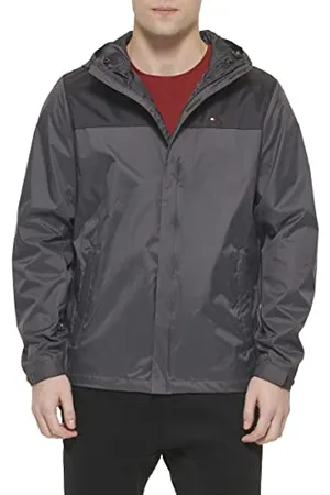 Tommy Hilfiger Herren Jacke mit Kapuze, wasserdicht und atmungsaktiv - Schwarz - Klein