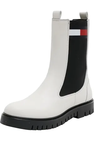Tommy Hilfiger Damen Chelsea Boots aus Leder, (Ecru), 39