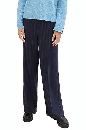 TOM TAILOR Damen Lea Straight Fit Hose mit Nadelstreifen, navy pinstripe, 32/30