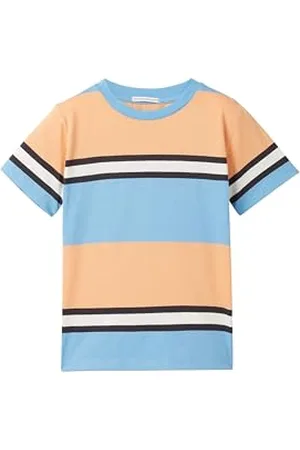 TOM TAILOR Jungen Kinder T-Shirt, orange blue wide block stripe, 92/98