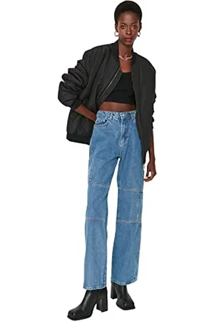 Trendyol Damen Herren Young Hoher Bund Weites Bein der 90er Jeans, , 40 EU