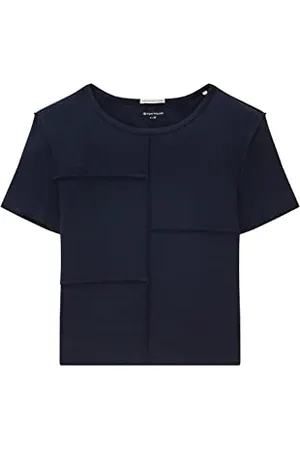TOM TAILOR Mädchen Kinder Cropped T-Shirt mit Rippstruktur 1035120, Blau, 176