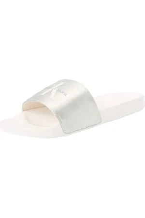 Calvin Klein Jeans Damen Badeschuhe Slide Badelatschen, Weiß (Creamy White/Eggshell), 40