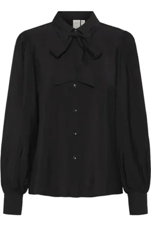 Y.A.S Y.A.S Damen PIL LS Bow Shirt S. NOOS Bluse, Black, Large