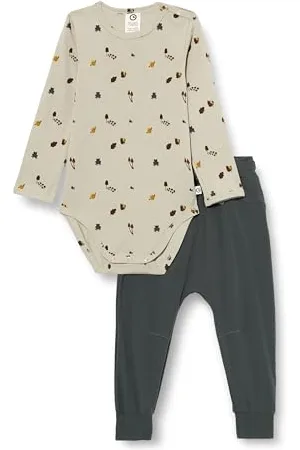 Müsli By Green Cotton Baby Boys Forest Set Base Layer, Soft Green/Mustard/Bark, 62