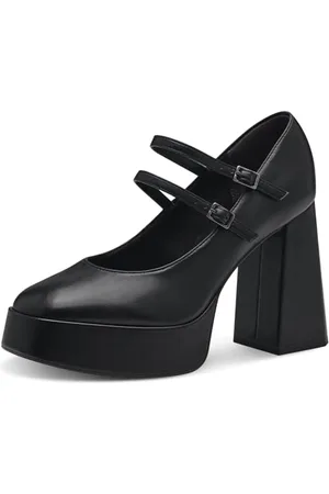 Tamaris Damen Pumps mit Riemchen Vegan Blockabsatz; /schwarz; 36