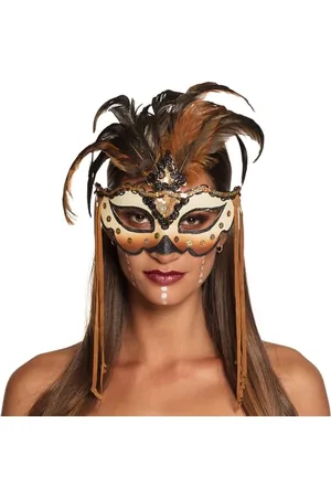 Boland 72195 - Augenmaske Voodoo Mamba, Gesichtsmaske mit Glitzer und Federn, Maske, Kostüm Zubehör für Karneval und Mottoparty