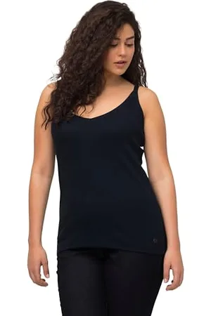 Ulla Popken Damen Ripptop mit V-Ausschnitt Top, , 58-60