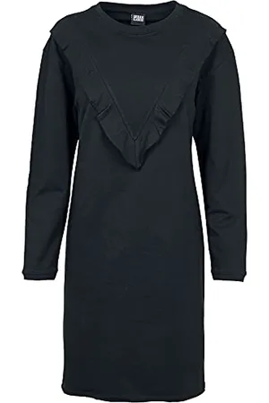Urban classics Damen TB1965-Ladies Terry Volant Dress Partykleid, Black, M