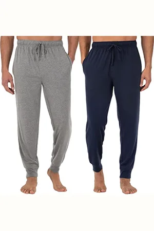 Fruit Of The Loom Herren Jersey Knit Jogger Sleep Pant (1 and 2 Packs) Pyjamaunterteil, Grau meliert/Marineblau, Small