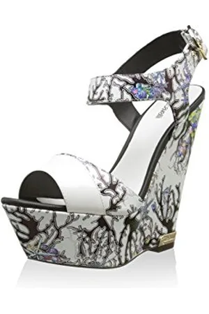 Roberto Cavalli Keil Sandalette weiß/mehrfarbig EU 38