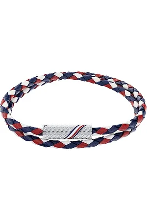 Tommy Hilfiger Jewelry Kordelarmband für Herren aus Leder Rot, Weiss und Blau - 2790472