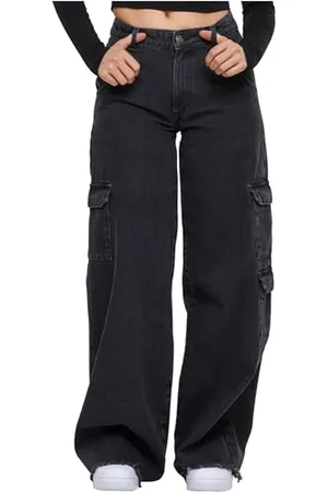 Urban classics Damen TB6156-Ladies Mid Waist Cargo Denim Pants Hose, , 26