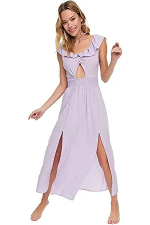 Trendyol Damen Woman Maxi Shift V Neck Woven Dress Kleid, , 40