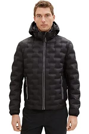 TOM TAILOR Herren 1038666 Hybrid Steppjacke mit Kapuze, 29999-Black, XXL