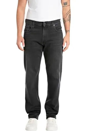 Replay Herren Jeans Kyran Relaxed-Fit, Schwarz , 34W / 32L