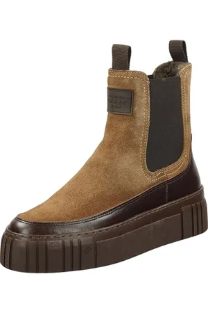 GANT FOOTWEAR Damen SNOWMONT Chelsea-Stiefel, Taupe/Dark Brown, 41 EU