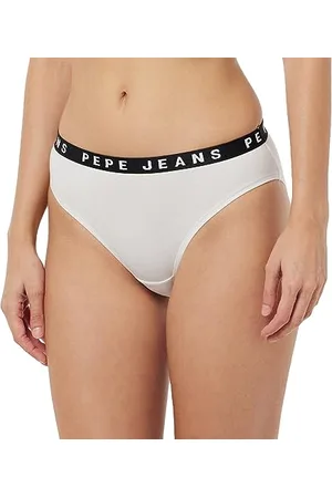 Pepe Jeans Damen Bikinihose mit Logo Unterwäsche im Bikini Stil, Weiß, M EU