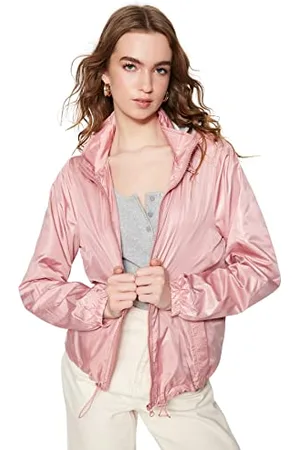 Trendyol Damen Damen Regular Basic Plain Webstoff Winterjacke Coat, Puder, M EU