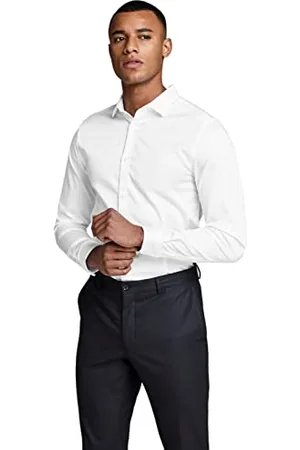 JACK & JONES Herren Freizeit Hemd JJPRPARMA Slim Fit Weiss Blau Schwarz XS-XXL, Größe:S, Farbe:White SUPER Slim 12097662