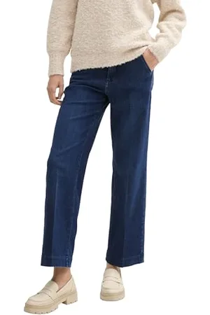 TOM TAILOR Damen Wide Leg Jeans mit Bügelfalte, , 34/32