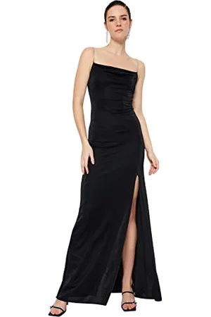 Trendyol Damen Women Fitted Knit Evening Dress Maxi Shift Tailliertes Strick-Abendkleid, , 40