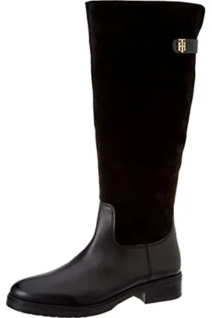 Tommy Hilfiger Damen Coin Suede LONGBOOT FW0FW06751 Hohe Stiefel, (Black), 36 EU