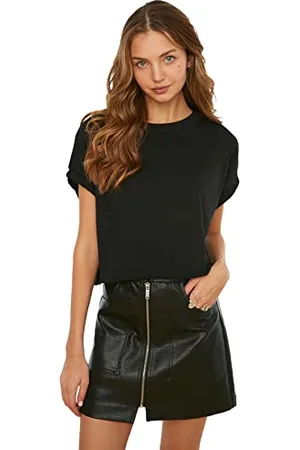 Trendyol Damen Crop Knitted T-shirt T Shirt, , L EU