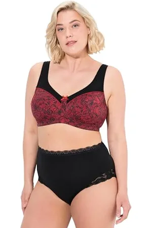 Ulla Popken Damen große Größen Übergrößen Plus Size Entlastungs-BH, Spitzendruck, ohne Bügel, Cup C - F