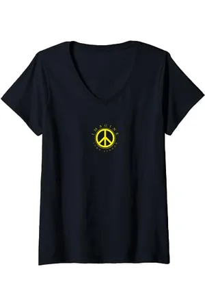 John Lennon Stellen Sie sich vor T-Shirt mit V-Ausschnitt