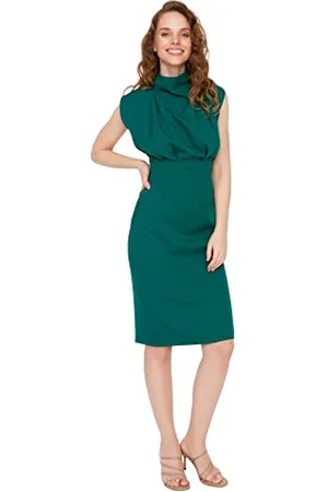 Trendyol Damen Gerade Midi-ärmel Tag Nacht Schlank Kleid Dress, , 40
