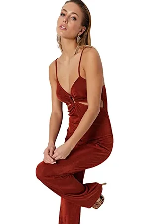 Trendyol Damen Einfarbiger Strick Overalls, , 38