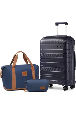 Kono Gepäck-Sets mit 4-teiligem Handgepäck mit Kosmetikkoffer, inklusive 1 Reisetasche und 1 Kulturbeutel, leichtes Polypropylen, 55 x 40 x 20 cm, Kabinenkoffer, , 24