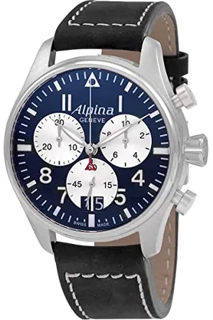Alpina Herren Analog Quarz Uhr mit Leder Armband AL-372NS4S6