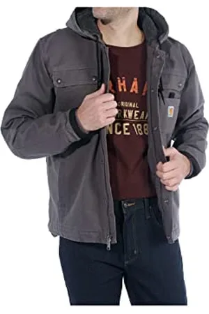 Carhartt Herren, Lockere Arbeitsjacke aus ausgewaschenem Segelleinen mit Sherpa-Futter, , XL
