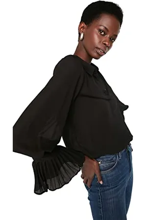 Trendyol Damen Black Petite Arm Detailed Shirt, , 36 EU