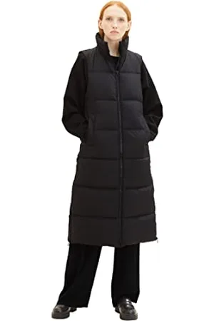 TOM TAILOR Damen 1036571 Longstyle Puffer Weste, 14482-deep Black, XS