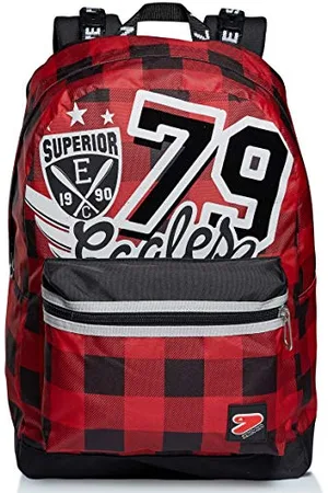 7 for all Mankind Wende-Rucksack, aus nachhaltigem Stoff, Geräumige Schultasche für Teenager, Mädchen & Jungen, 2 Muster, für Schule, Sport&Freizeit, Doubleface; mit Kopfhörer, rot COLLEGE BOY