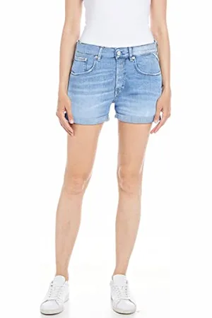 Replay Damen Jeans Shorts Anyta Baggy-Fit Bio, (Blau), 31W